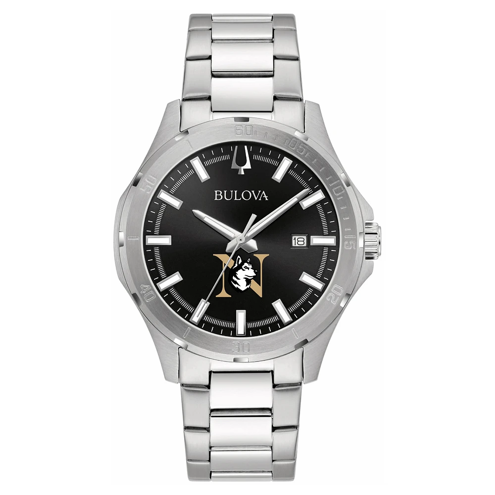 Men's Bulova Black Northeastern Huskies Stainless Steel Classic Sport Watch