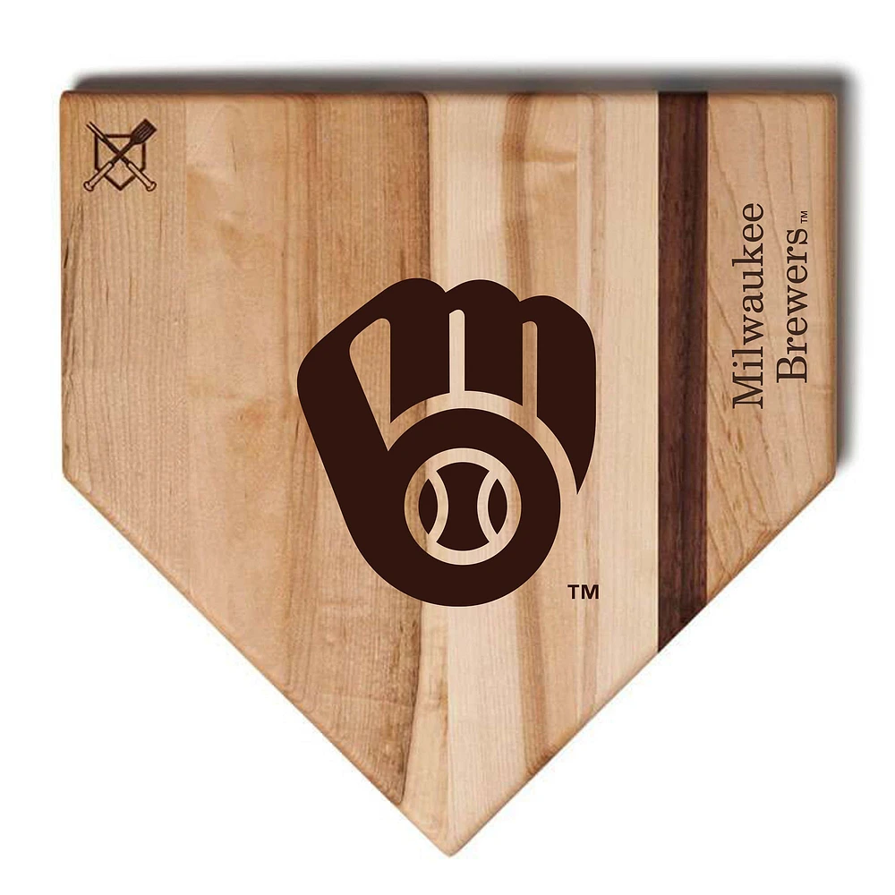 Baseball BBQ Milwaukee Brewers 12'' x 12'' Home Plate Cutting Board