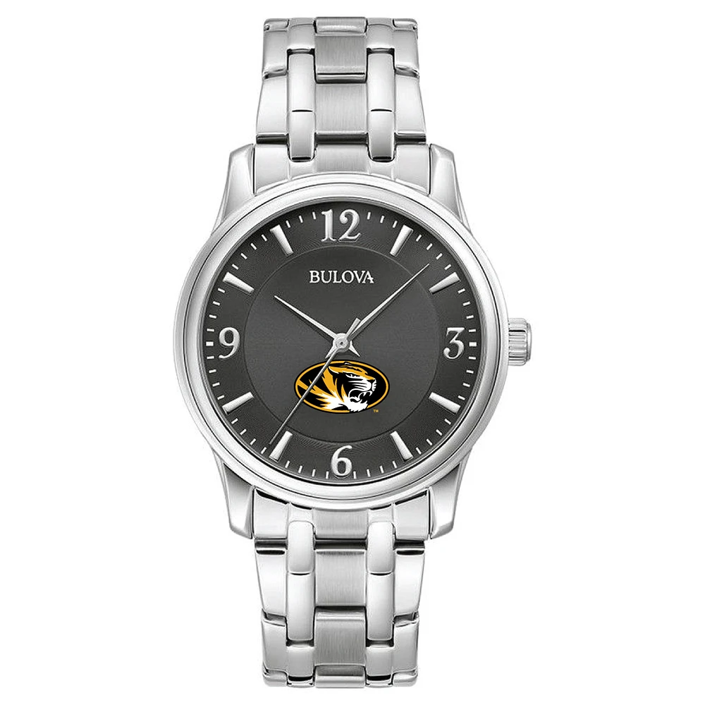 Men's Bulova Black Missouri Tigers Stainless Steel Corporate Collection Watch