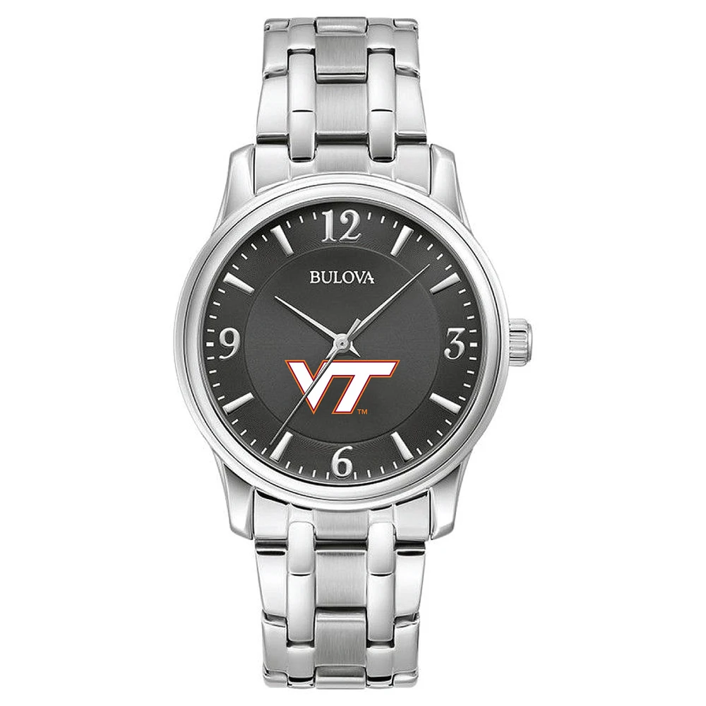Men's Bulova Black Virginia Tech Hokies Stainless Steel Corporate Collection Watch