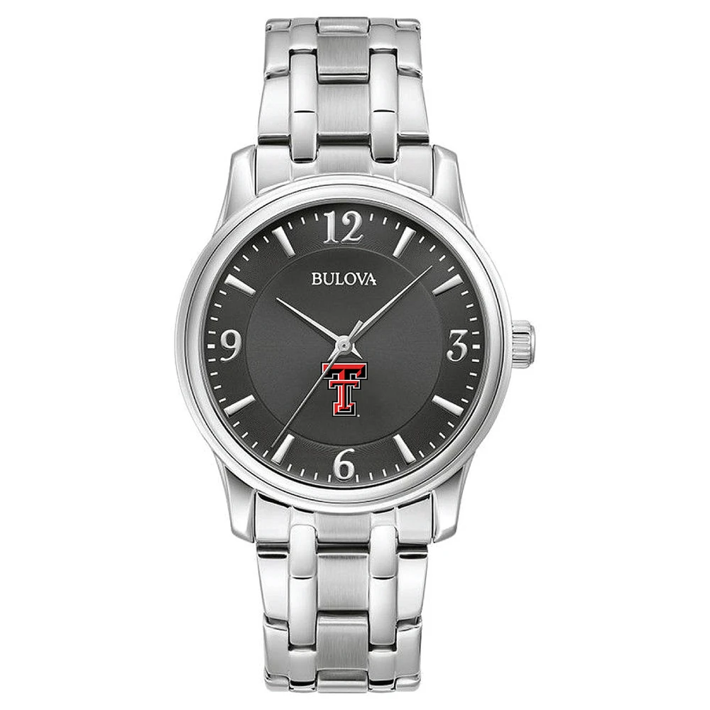 Men's Bulova Black Texas Tech Red Raiders Stainless Steel Corporate Collection Watch