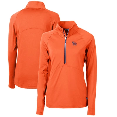 Women's Cutter & Buck Clemson Tigers Adapt Eco Knit Stretch Recycled Half-Zip Pullover Top