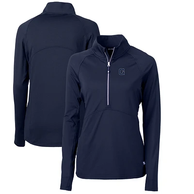 Women's Cutter & Buck Navy Georgetown Hoyas Adapt Eco Knit Stretch Recycled Half-Zip Pullover Top