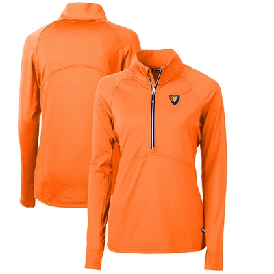 Women's Cutter & Buck Orange Illinois Fighting Illini Adapt Eco Knit Stretch Recycled Half-Zip Pullover Top
