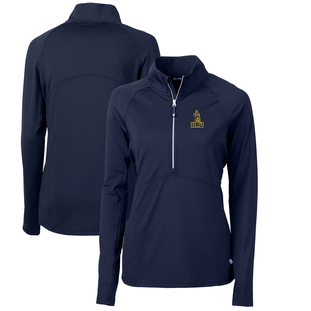 Women's Cutter & Buck Navy Northern Arizona Lumberjacks Adapt Eco Knit Stretch Recycled Half-Zip Pullover Top