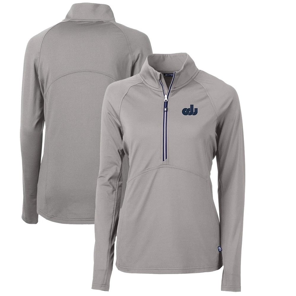 Women's Cutter & Buck Gray Old Dominion Monarchs Adapt Eco Knit Stretch Recycled Half-Zip Pullover Top