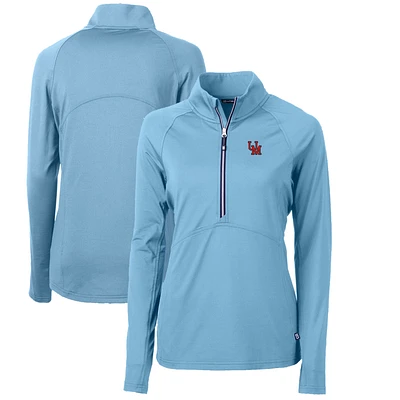 Women's Cutter & Buck Powder Blue Ole Miss Rebels Adapt Eco Knit Stretch Recycled Half-Zip Pullover Top