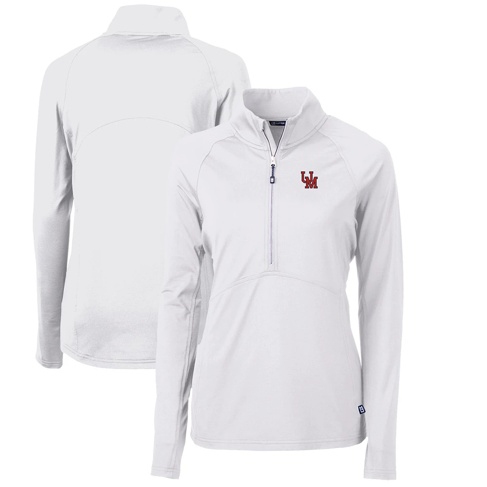 Women's Cutter & Buck White Ole Miss Rebels Adapt Eco Knit Stretch Recycled Half-Zip Pullover Top