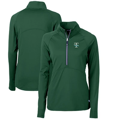 Women's Cutter & Buck Tulane Green Wave Adapt Eco Knit Stretch Recycled Half-Zip Pullover Top