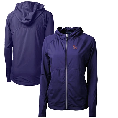 Women's Cutter & Buck Clemson Tigers Adapt Eco Knit Hybrid Recycled Full-Zip Hoodie