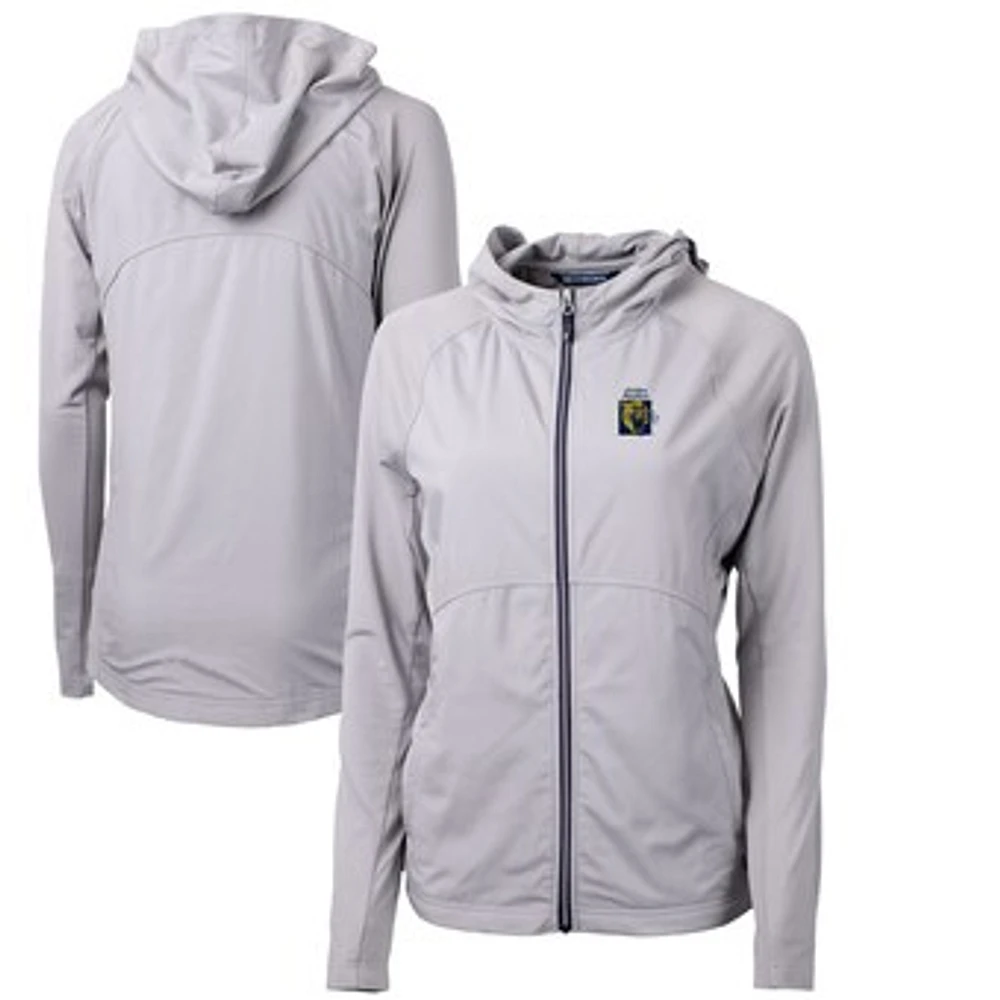 Women's Cutter & Buck Gray FIU Panthers Adapt Eco Knit Hybrid Recycled Full-Zip Hoodie