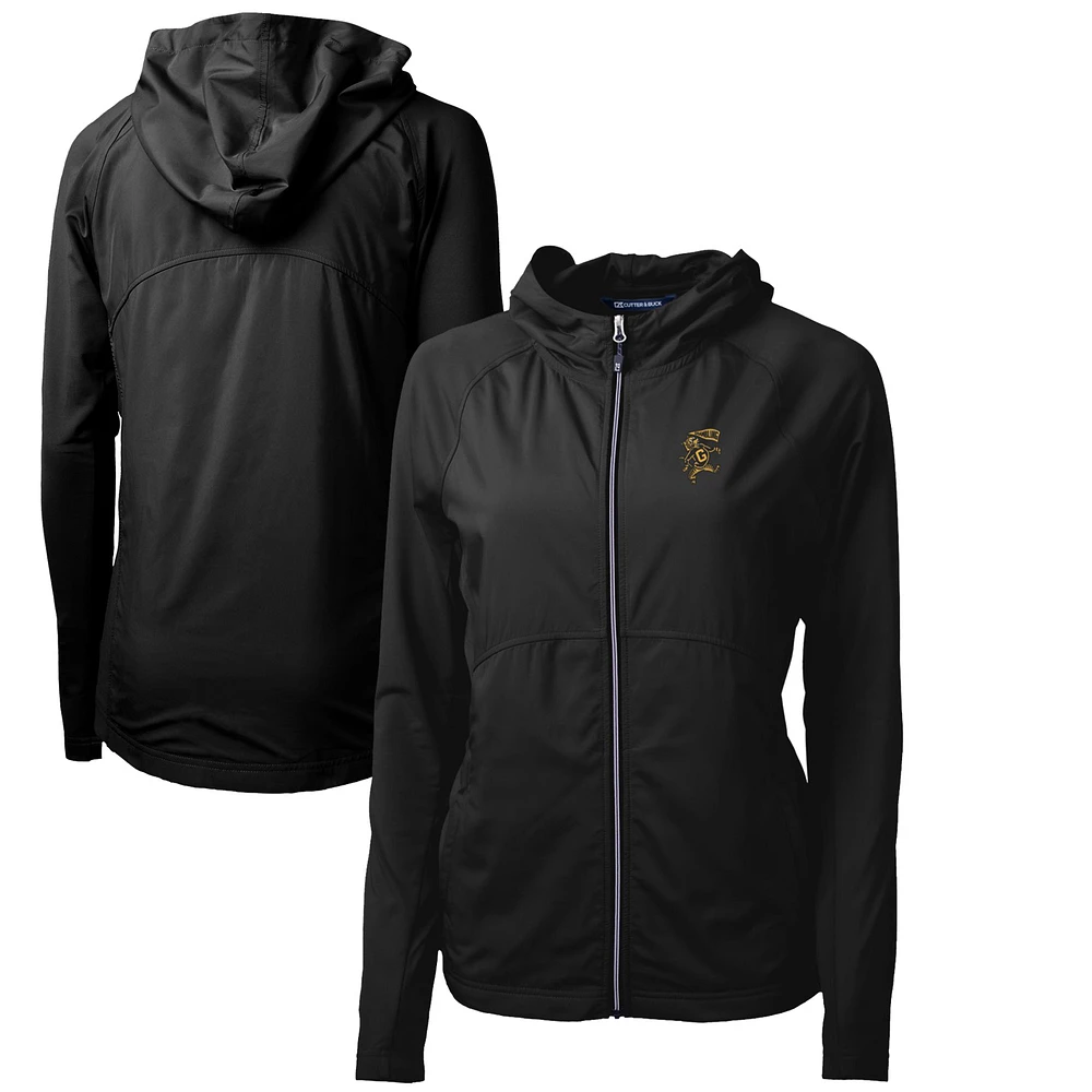 Women's Cutter & Buck Grambling Tigers Adapt Eco Knit Hybrid Recycled Full-Zip Hoodie