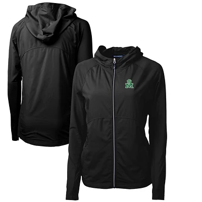 Women's Cutter & Buck Marshall Thundering Herd Adapt Eco Knit Hybrid Recycled Full-Zip Hoodie
