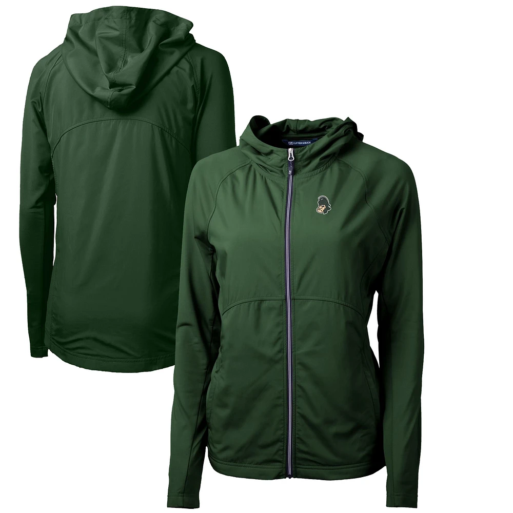 Women's Cutter & Buck Michigan State Spartans Adapt Eco Knit Hybrid Recycled Full-Zip Hoodie
