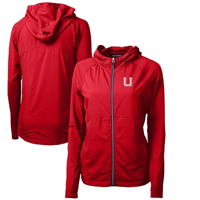 Women's Cutter & Buck Utah Utes Adapt Eco Knit Hybrid Recycled Full-Zip Hoodie