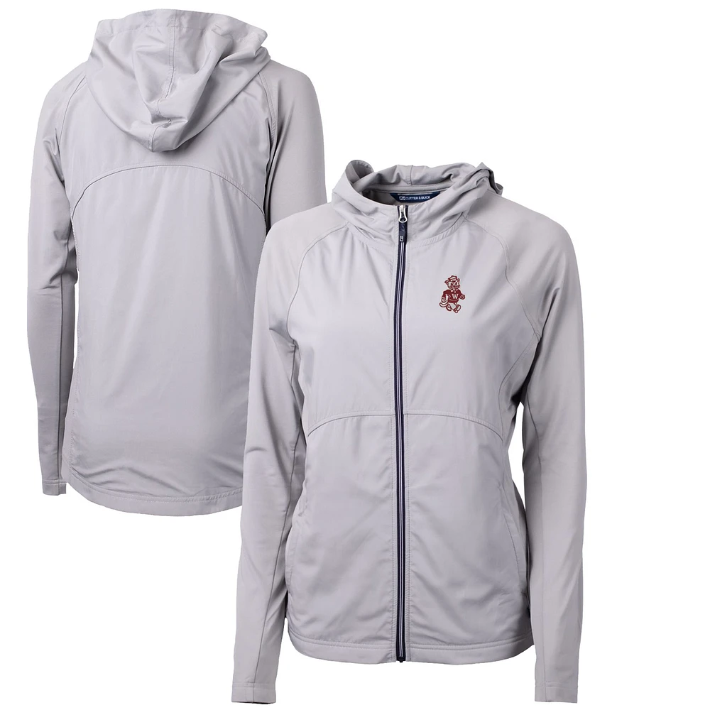 Women's Cutter & Buck Washington State Cougars Adapt Eco Knit Hybrid Recycled Full-Zip Hoodie