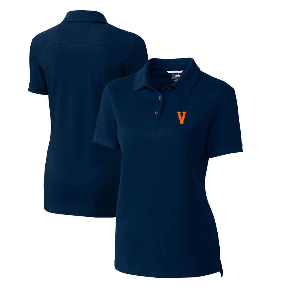 Women's Cutter & Buck Navy Virginia Cavaliers Vintage Advantage Tri-Blend Pique Polo