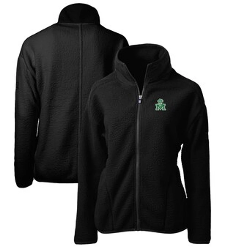 Women's Cutter & Buck Black Marshall Thundering Herd Cascade Eco Sherpa Full-Zip Fleece Jacket