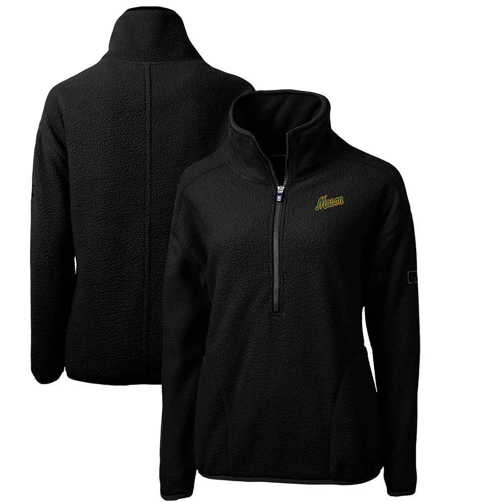 Women's Cutter & Buck Black George Mason Patriots Cascade Eco Sherpa Fleece Half-Zip Pullover Jacket