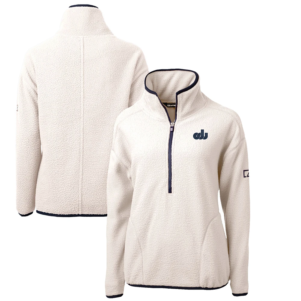 Women's Cutter & Buck White Old Dominion Monarchs Cascade Eco Sherpa Fleece Half-Zip Pullover Jacket