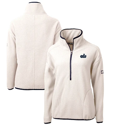 Women's Cutter & Buck White Old Dominion Monarchs Cascade Eco Sherpa Fleece Half-Zip Pullover Jacket