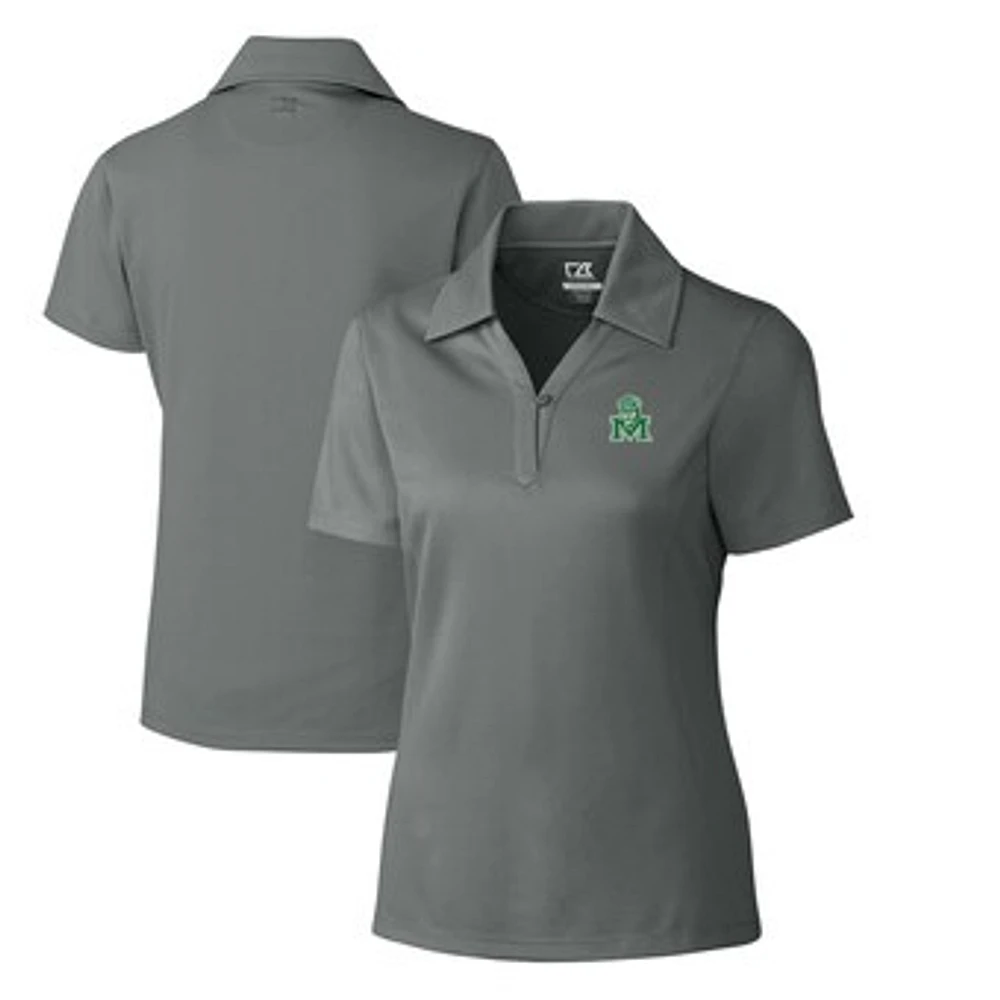 Women's Cutter & Buck Steel Marshall Thundering Herd CB DryTec Genre Textured Solid Polo