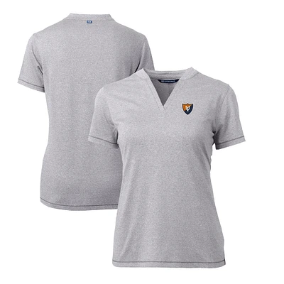 Women's Cutter & Buck Heather Gray Illinois Fighting Illini Forge Stretch Blade V-Neck Top