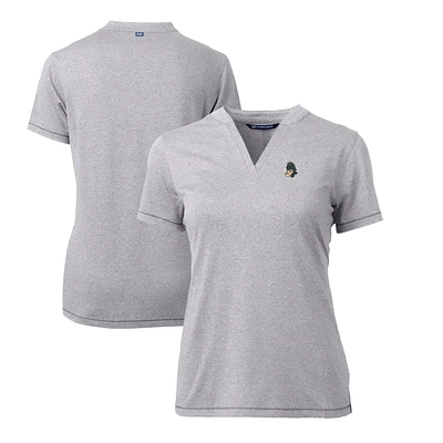 Women's Cutter & Buck Heather Gray Michigan State Spartans Forge Stretch Blade V-Neck Top