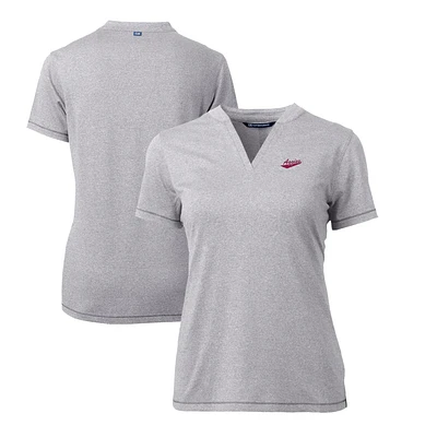 Women's Cutter & Buck Heather Gray New Mexico State Aggies Forge Stretch Blade V-Neck Top