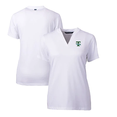 Women's Cutter & Buck White Tulane Green Wave Forge Stretch Blade V-Neck Top