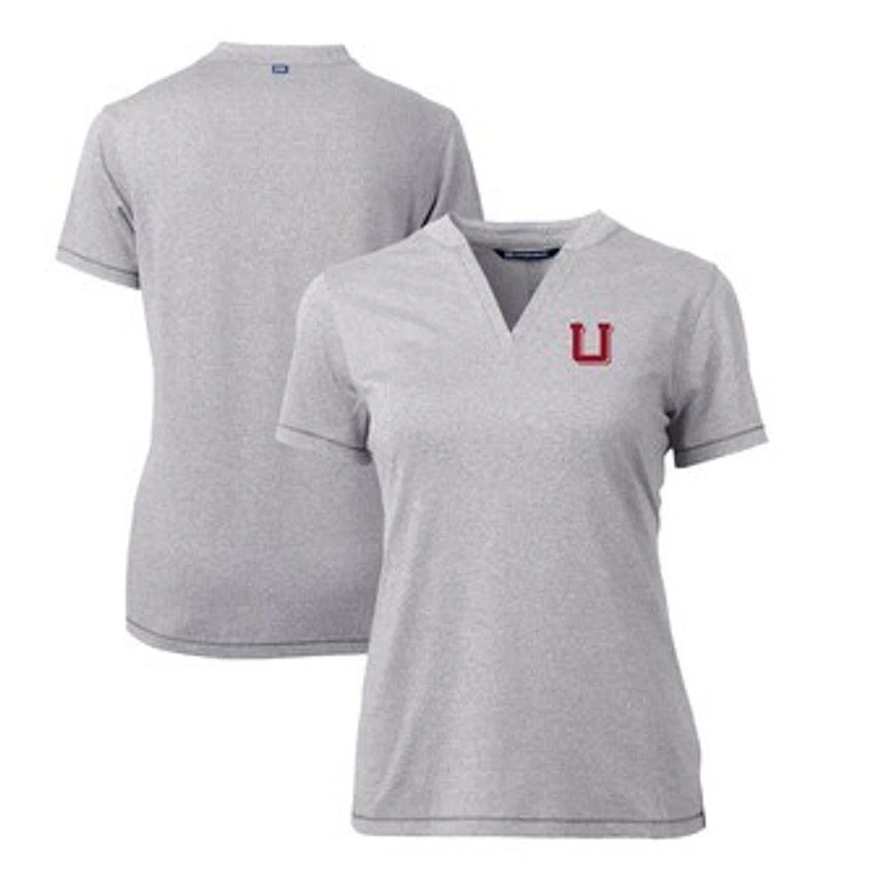 Women's Cutter & Buck Heather Gray Utah Utes Forge Stretch Blade V-Neck Top