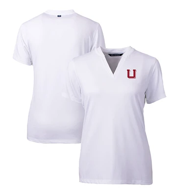 Women's Cutter & Buck White Utah Utes Forge Stretch Blade V-Neck Top