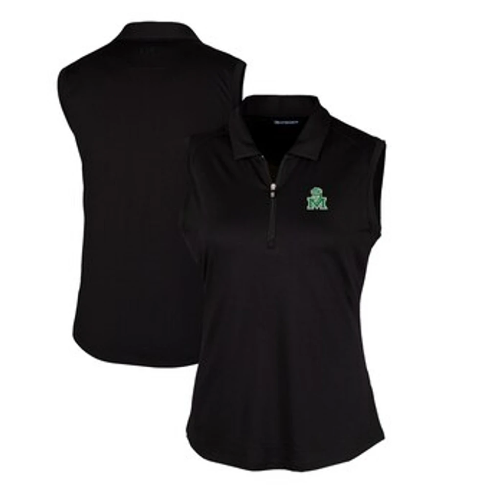 Women's Cutter & Buck Black Marshall Thundering Herd Forge Stretch Sleeveless Polo