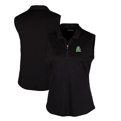 Women's Cutter & Buck Black Marshall Thundering Herd Forge Stretch Sleeveless Polo