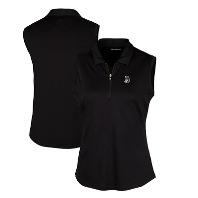 Women's Cutter & Buck Black Michigan State Spartans Forge Stretch Sleeveless Polo