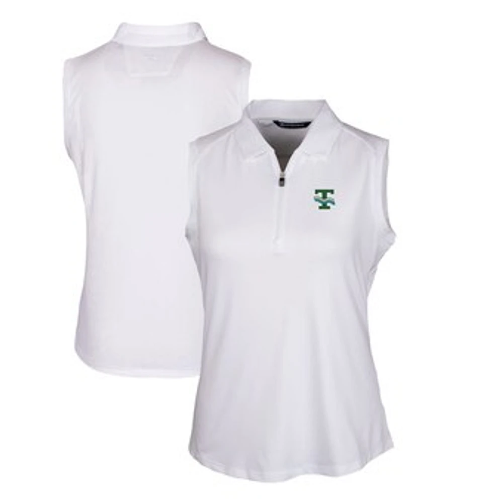 Women's Cutter & Buck White Tulane Green Wave Forge Stretch Sleeveless Polo
