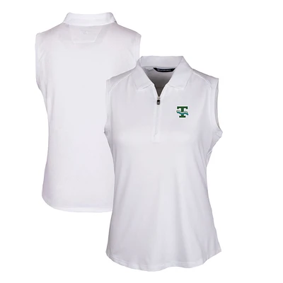 Women's Cutter & Buck White Tulane Green Wave Forge Stretch Sleeveless Polo