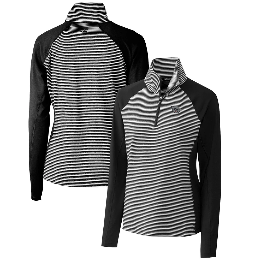 Women's Cutter & Buck Black Cincinnati Bearcats Forge Tonal Stripe Stretch Half-Zip Pullover Top