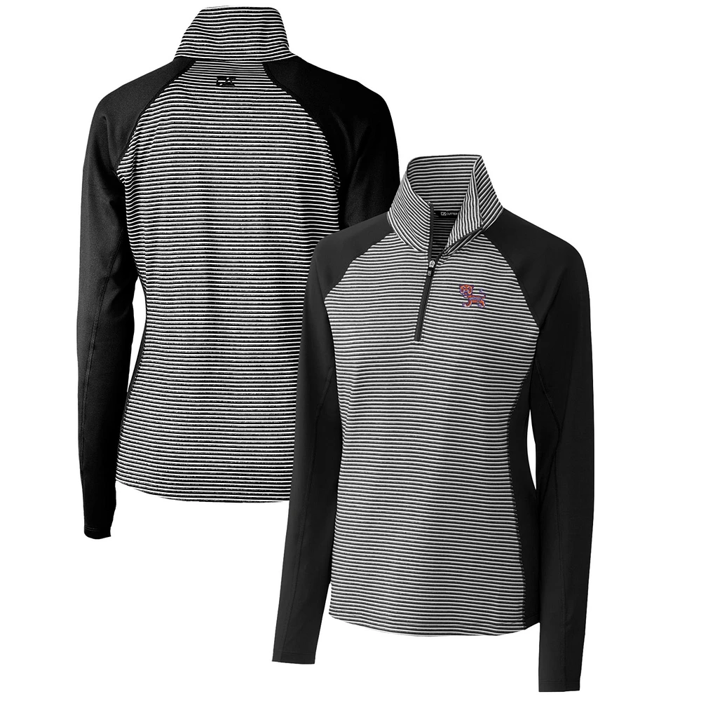 Women's Cutter & Buck Black Clemson Tigers Forge Tonal Stripe Stretch Half-Zip Pullover Top
