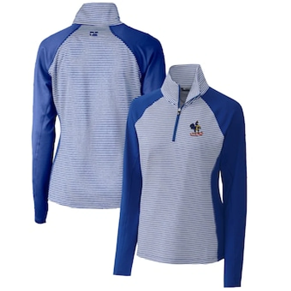Women's Cutter & Buck Royal Delaware Fightin' Blue Hens Forge Tonal Stripe Stretch Half-Zip Pullover Top