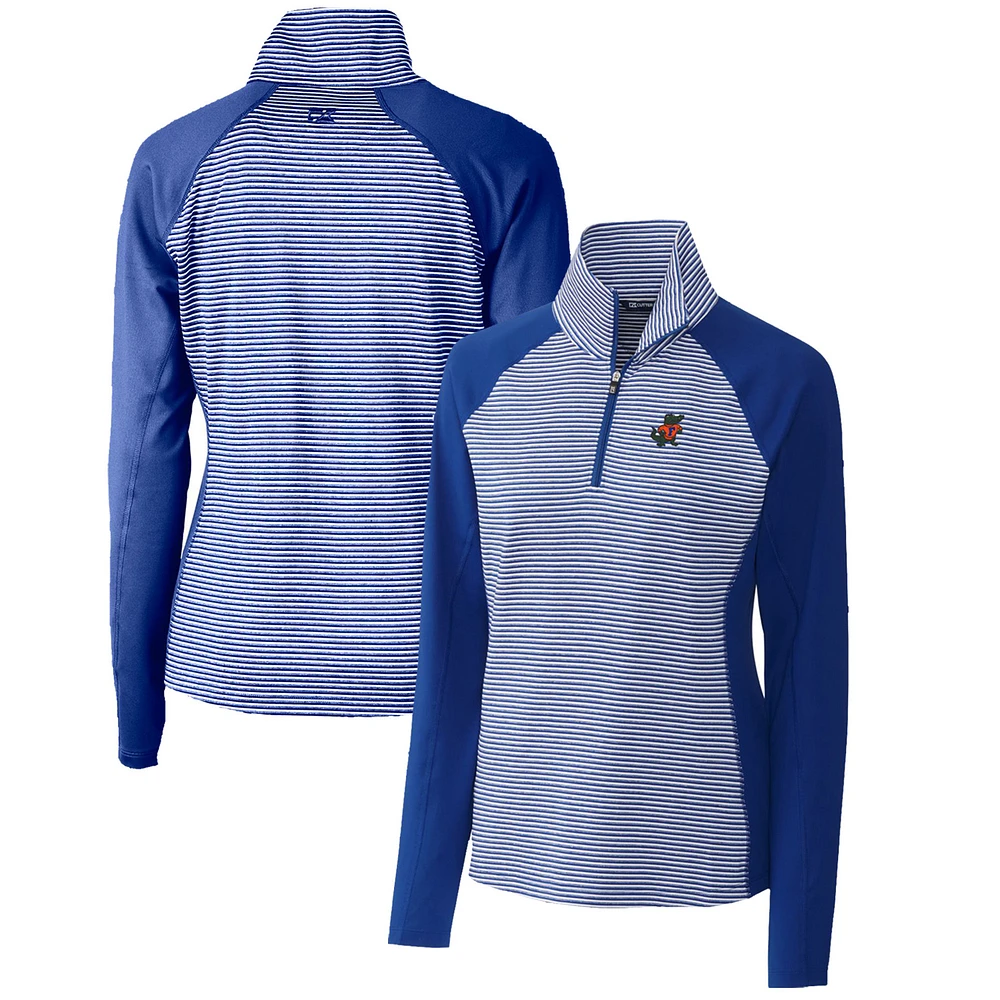Women's Cutter & Buck Royal Florida Gators Forge Tonal Stripe Stretch Half-Zip Pullover Top
