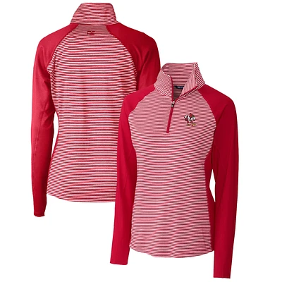 Women's Cutter & Buck Louisville Cardinals Forge Tonal Stripe Stretch Half-Zip Pullover Top