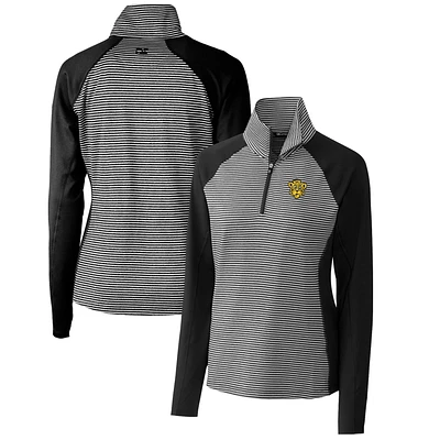 Women's Cutter & Buck Black Missouri Tigers Forge Tonal Stripe Stretch Half-Zip Pullover Top