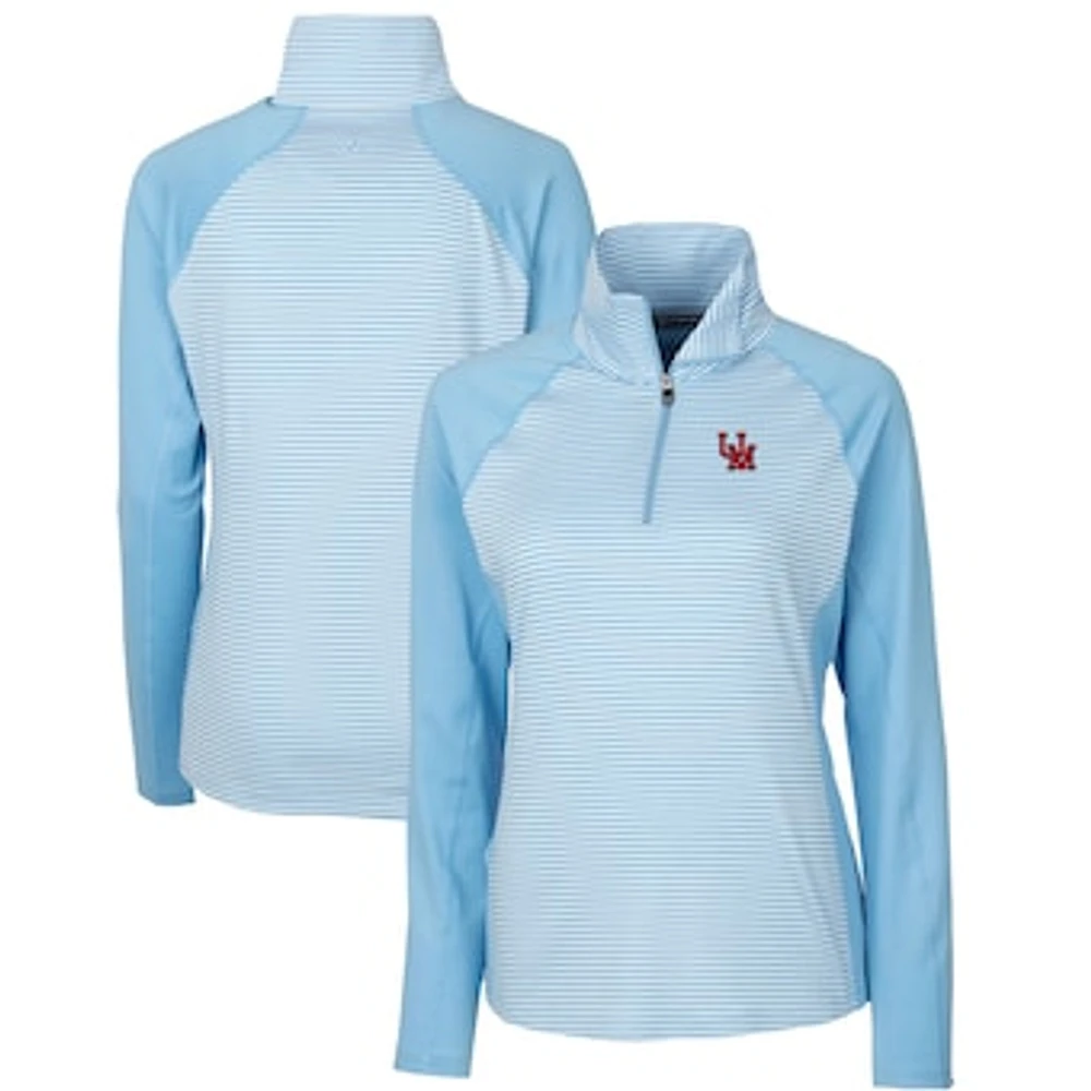Women's Cutter & Buck Powder Blue Ole Miss Rebels Forge Tonal Stripe Stretch Half-Zip Pullover Top