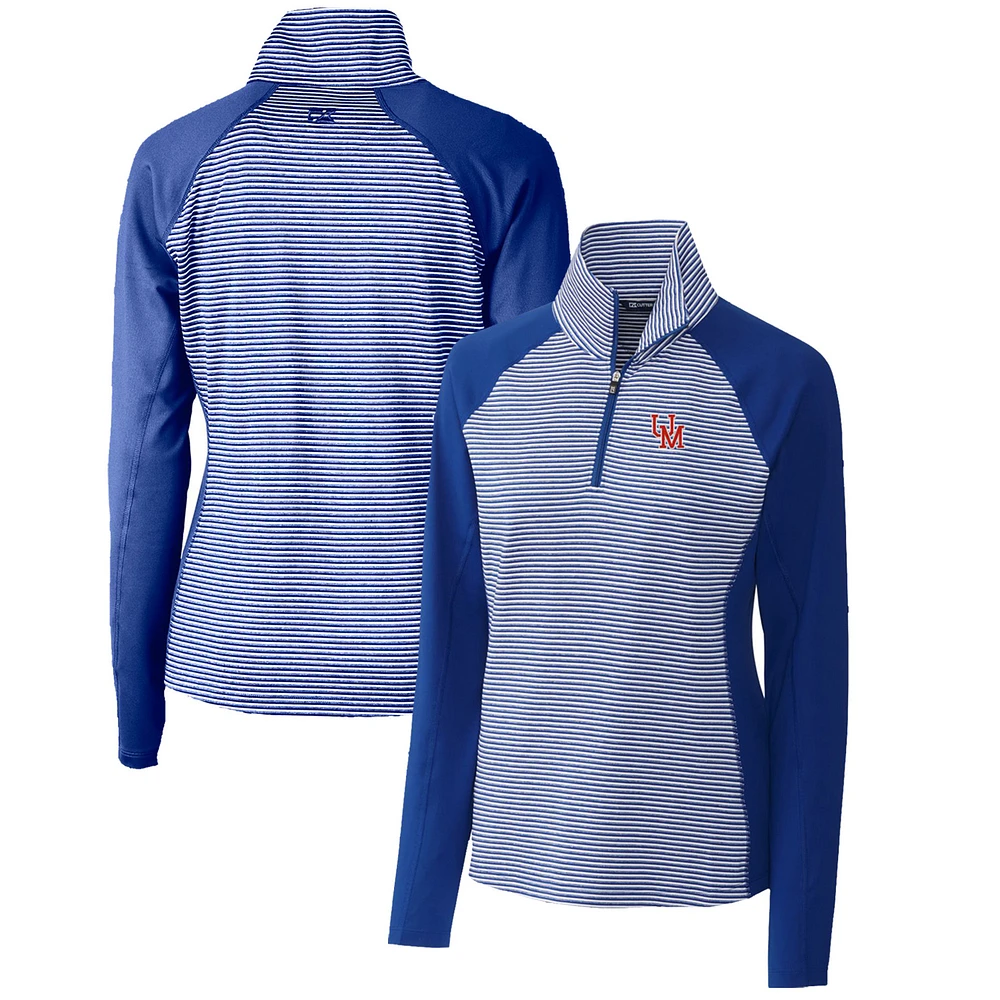 Women's Cutter & Buck Royal Ole Miss Rebels Forge Tonal Stripe Stretch Half-Zip Pullover Top