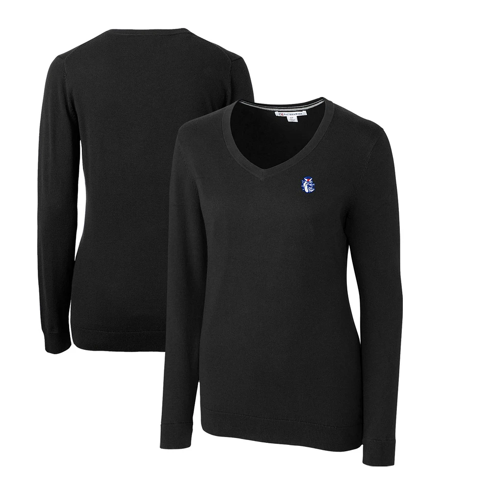Women's Cutter & Buck Black Fresno State Bulldogs Lakemont Tri-Blend V-Neck Pullover Sweater