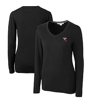 Women's Cutter & Buck Black Louisville Cardinals Lakemont Tri-Blend V-Neck Pullover Sweater