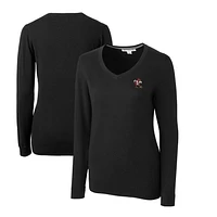 Women's Cutter & Buck Black Louisville Cardinals Lakemont Tri-Blend V-Neck Pullover Sweater