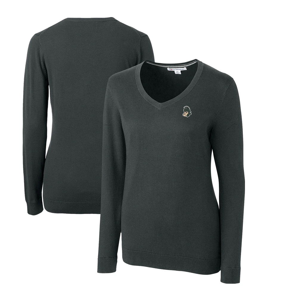 Women's Cutter & Buck Heather Charcoal Michigan State Spartans Lakemont Tri-Blend V-Neck Pullover Sweater