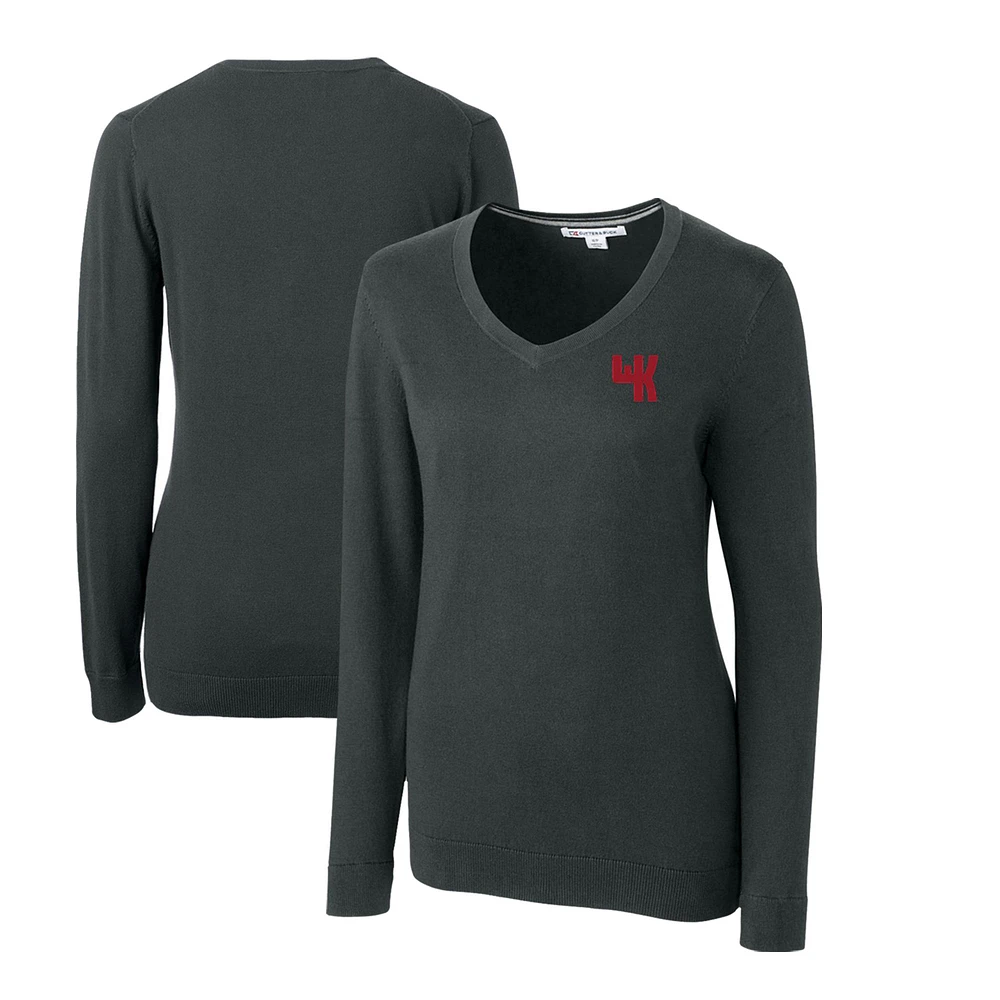Women's Cutter & Buck Heather Charcoal Western Kentucky Hilltoppers Lakemont Tri-Blend V-Neck Pullover Sweater